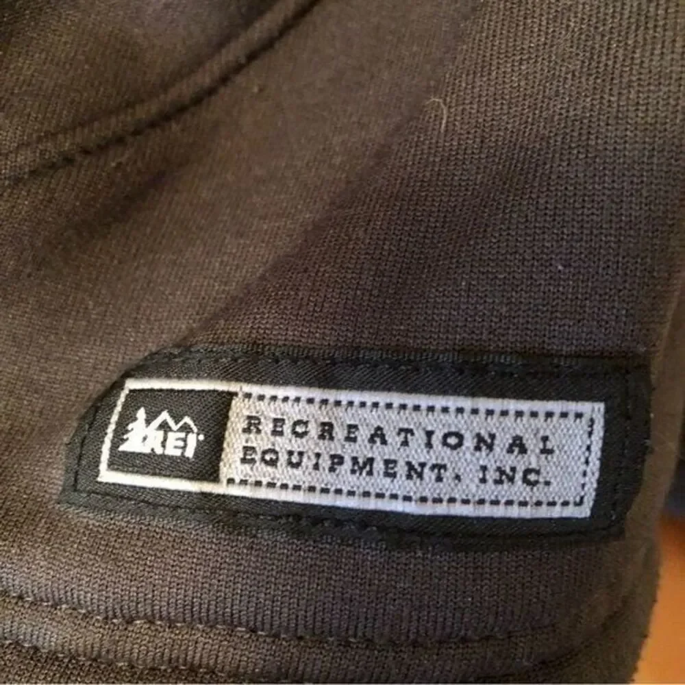 REI Women's Large Green‎ Fleece Full Zip Jacket Black Side Panels Hiking Camping